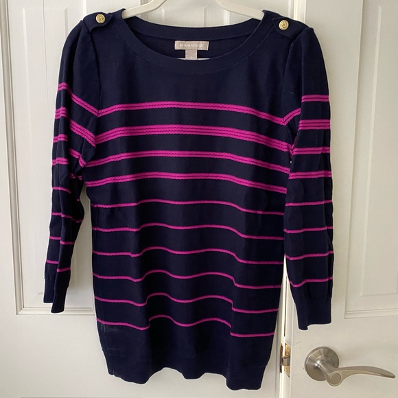 Banana Republic Navy And Purple Striped Sweater - Picture 1 of 6